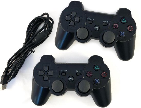 2x Bluetooth Controller Draadloos geschikt voor Playstation 3 met shock functie - Zwart - Merkloos