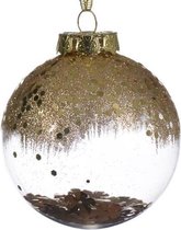 Kerstbal kunststof goudglitter dia 8cm