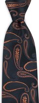 We Love Ties - Stropdas Soft Paisley - geweven zuiver zijde - zwart / oranje