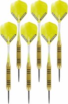 3x Set van 3 dartpijlen Speedy Yellow Brass 23 grams - Darten/darts sport artikelen pijltjes messing
