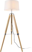 Staande lamp Karlsbad vloerlamp 145 cm wit en hout E27