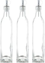 3x Glazen azijn/olie flessen met schenktuit 500 ml - Zeller - Keuken/kookbenodigdheden - Tafel dekken - Azijnflessen - Olieflessen - Doseerflessen van glas