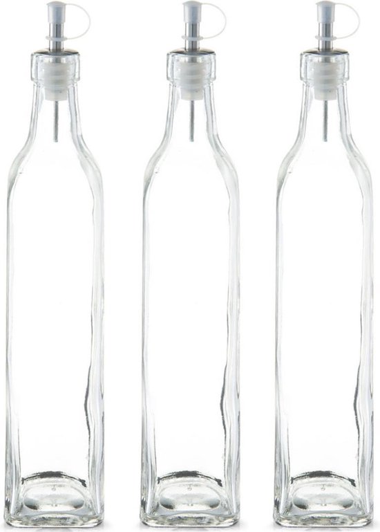 3x Glazen azijn/olie flessen met schenktuit 500 ml - Zeller -  Keuken/kookbenodigdheden... | bol.com