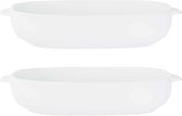 2x Witte ovenschalen 24 x 15,4 x 5,3 cm - Ovaal - Klassieke braadsledes - Ovenschotel schalen - Bakvorm/braadslede