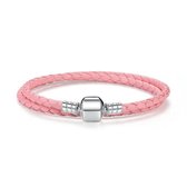 Dubbele gevlochten lederen bedelarmband 36 cm