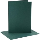 Kaarten en enveloppen, afmeting kaart 12,7x17,8 cm,  230 gr, donkergroen, 4sets, afmeting envelop 13,3x18,5 cm