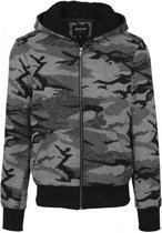 Urban Classics - Camo zip Vest met capuchon - Camouflage - M - Groen