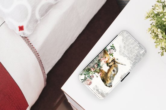 Étui pour téléphone iPhone 13 Bookcase - Highlander écossais - Peinture - Fleurs - Avec compartiments - Étui portefeuille avec fermeture magnétique
