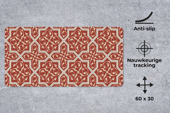 Bureauonderlegger - Patroon - Rood - Sterren - 60x30 - Muismat