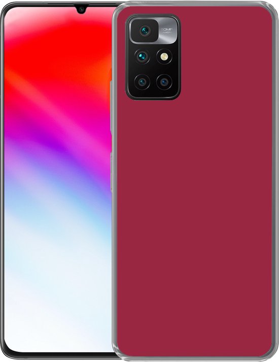 Coque de téléphone compatible avec Xiaomi Redmi 10 - Rouge - Couleur unie - Coque en Siliconen