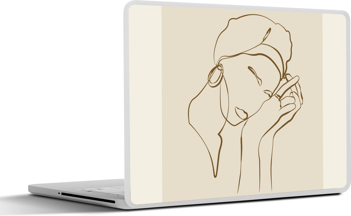 Laptop sticker - 10.1 inch - Vrouw - Line art - Quotes - Tekst - 25x18cm - Laptopstickers - Laptop skin - Cover