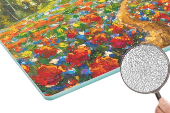 Planche à découper en Verres - 39x28 - Peinture - Peinture à l'huile - Fleurs - Nature - Planches à découper en Glas