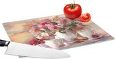 Glazen Snijplank - 28x20 - Schilderij - Bloemen - Vaas - Olieverf - Snijplanken Glas