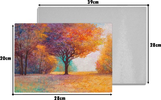 Planche à découper en Verres - 28x20 - Peinture - Arbre - Couleurs - Peinture à l'huile - Planches à découper en Glas