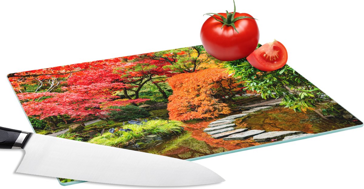 Glazen Snijplank - 28x20 - Bomen - Japans - Stenen - Pad - Natuur - Snijplanken Glas