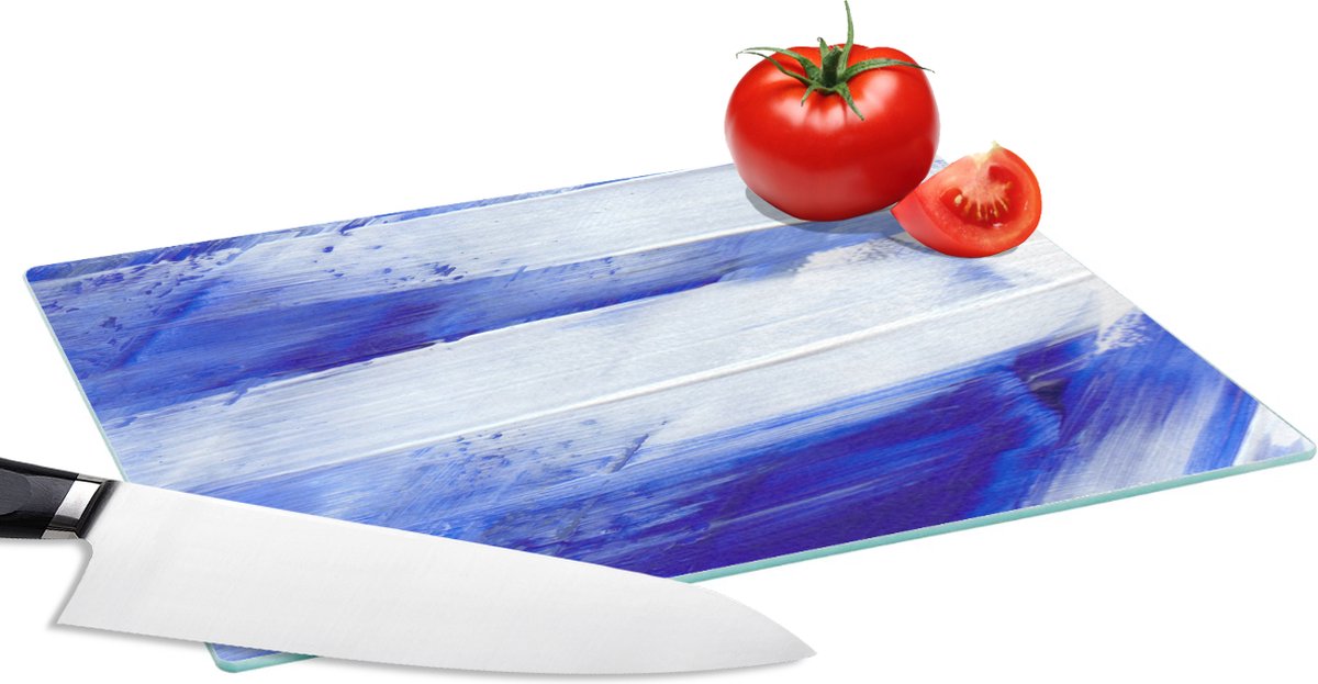 Glazen Snijplank - 28x20 - Verf - Design - Blauw - Snijplanken Glas