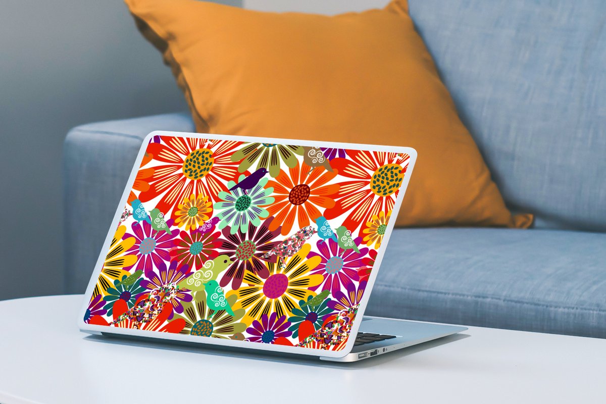 Autocollants Aquarelle Pour Ordinateur Portable 15" - Motif Floral, Amovible Et Imperméable