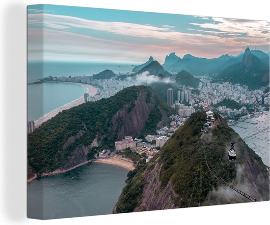 Berglandschap Rio de Janeiro Canvas 180x120 cm - Foto print op Canvas schilderij (Wanddecoratie)