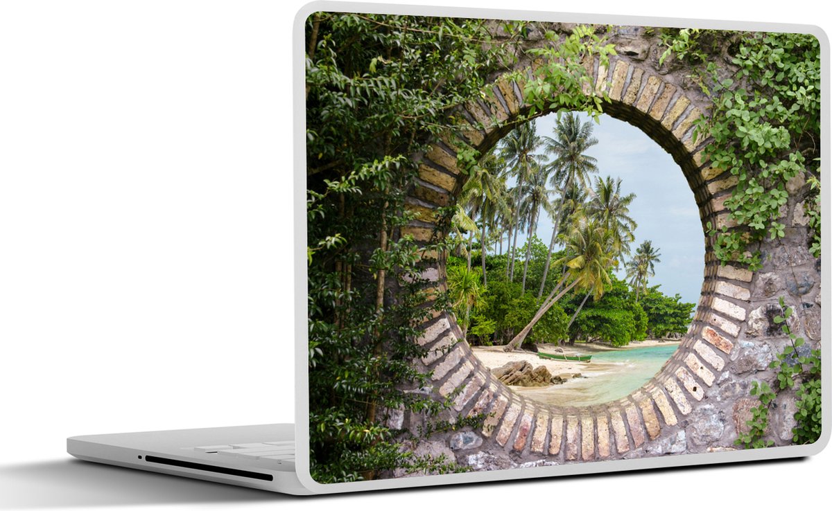 Laptop sticker - 15.6 inch - Palmbomen - Tropisch - Doorkijk - Strand - 36x27,5cm - Laptopstickers - Laptop skin - Cover