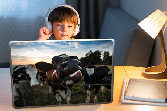 Autocollant pour ordinateur portable - 17,3 pouces - Vache - Animaux - Nature - Langue saillante - 40x30cm - Autocollants pour ordinateur portable - Peau pour ordinateur portable - Couverture