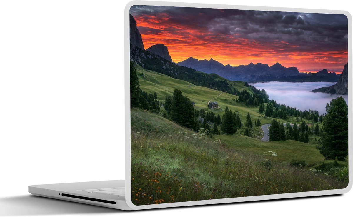 Laptop sticker - 11.6 inch - Gras - Bergen - Avond - 30x21cm - Laptopstickers - Laptop skin - Cover