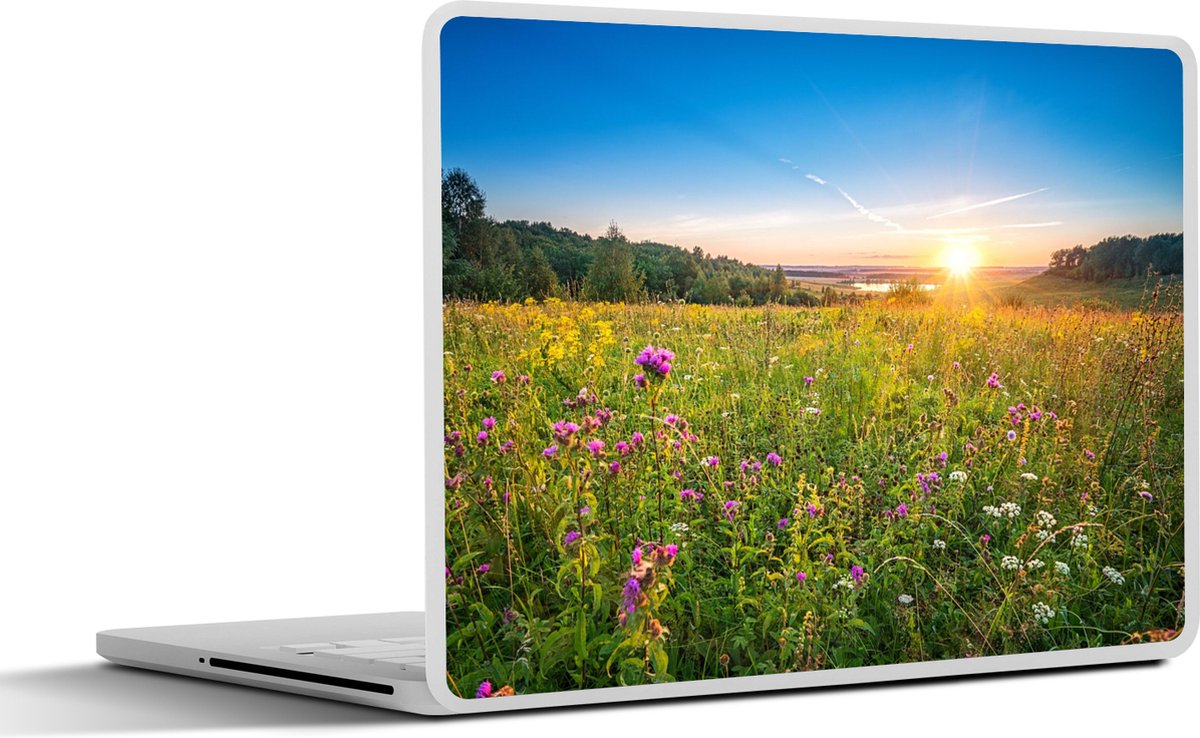 Laptop sticker - 14 inch - Zon - Gras - Bloemen - 32x5x23x5cm - Laptopstickers - Laptop skin - Cover