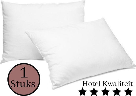 Droomtextiel Classic Hotel Hoofdkussens - 1 Stuk - 60 x 70 cm - Medium stevig - Percale Katoen Tijk - Anti Allergie