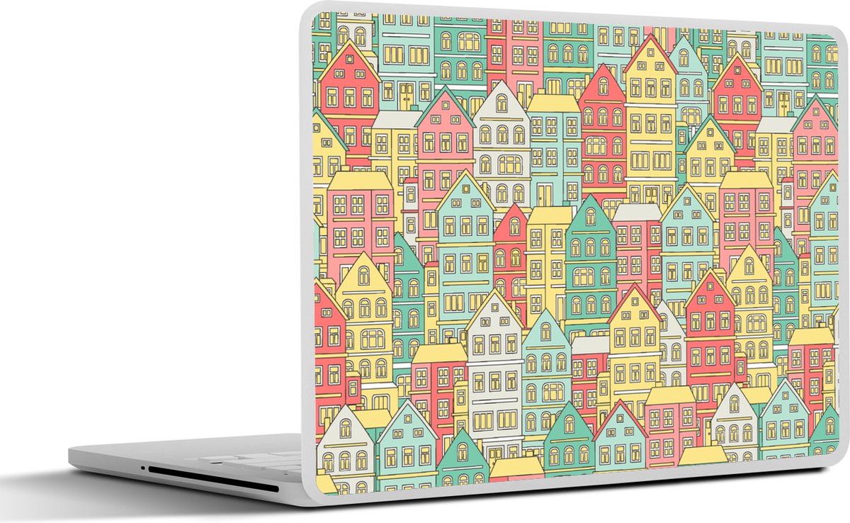Laptop sticker - 10.1 inch - Huis - Patronen - Pastel - 25x18cm - Laptopstickers - Laptop skin - Cover