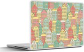 Laptop sticker - 10.1 inch - Huis - Patronen - Pastel - 25x18cm - Laptopstickers - Laptop skin - Cover