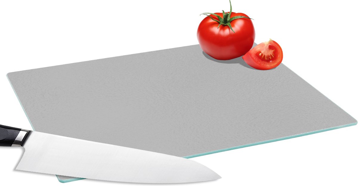 Glazen Snijplank - 28x20 - Grijs - Effen print - Snijplanken Glas