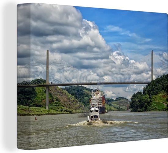 De Centennial Bridge in het Zuid-Amerikaanse Panama Canvas 80x60 cm - Foto print op Canvas schilderij (Wanddecoratie woonkamer / slaapkamer)
