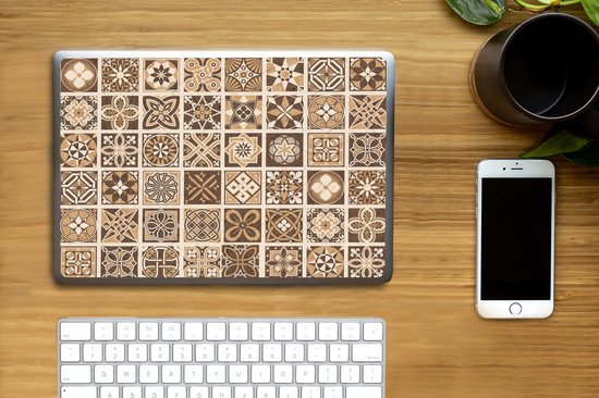 Sticker pour ordinateur portable - 11,6 pouces - Design - Fleurs - Marron - Nature - Vintage - 30x21cm - Autocollants pour ordinateur portable - Skin pour ordinateur portable - Housse