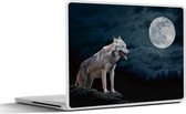 Laptop sticker - 13.3 inch - Wolf - Maan - Nacht - Dieren - Portret - 31x22,5cm - Laptopstickers - Laptop skin - Cover