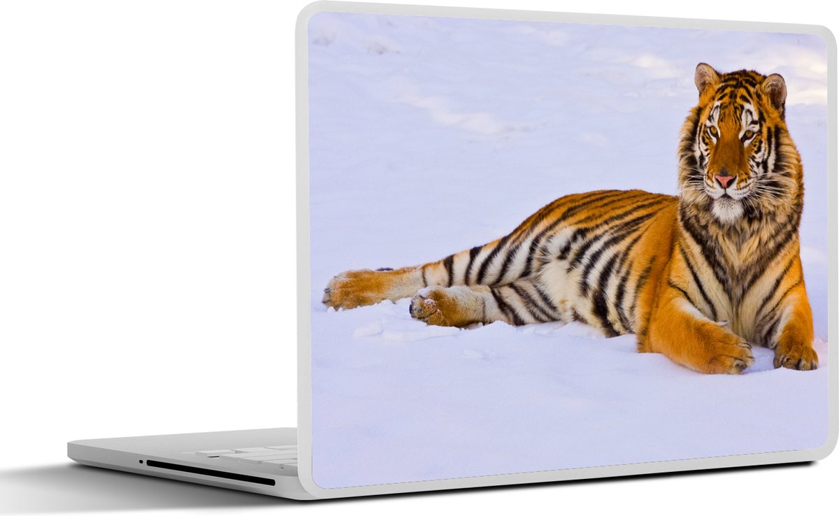 Laptop sticker - 13.3 inch - Tijger - Sneeuw - Winter - Dieren - 31x22,5cm - Laptopstickers - Laptop skin - Cover