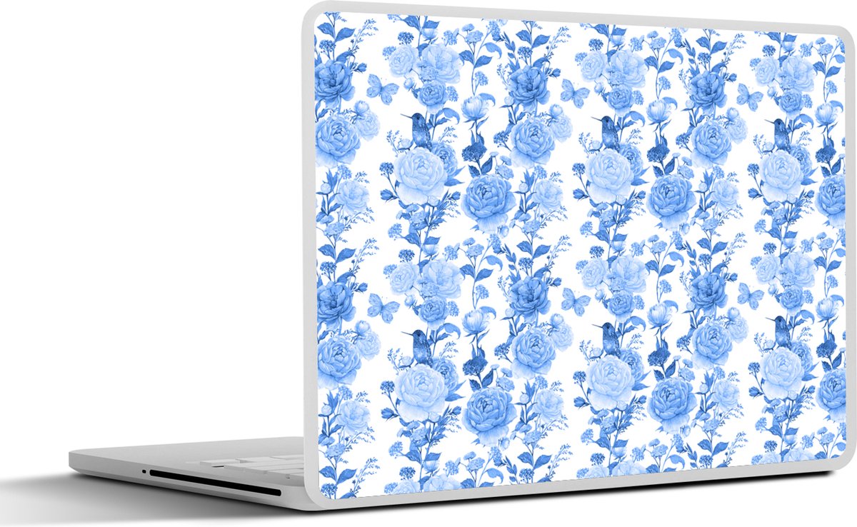 Laptop sticker - 17.3 inch - Bloemen - Rozen - Blauw - 40x30cm - Laptopstickers - Laptop skin - Cover