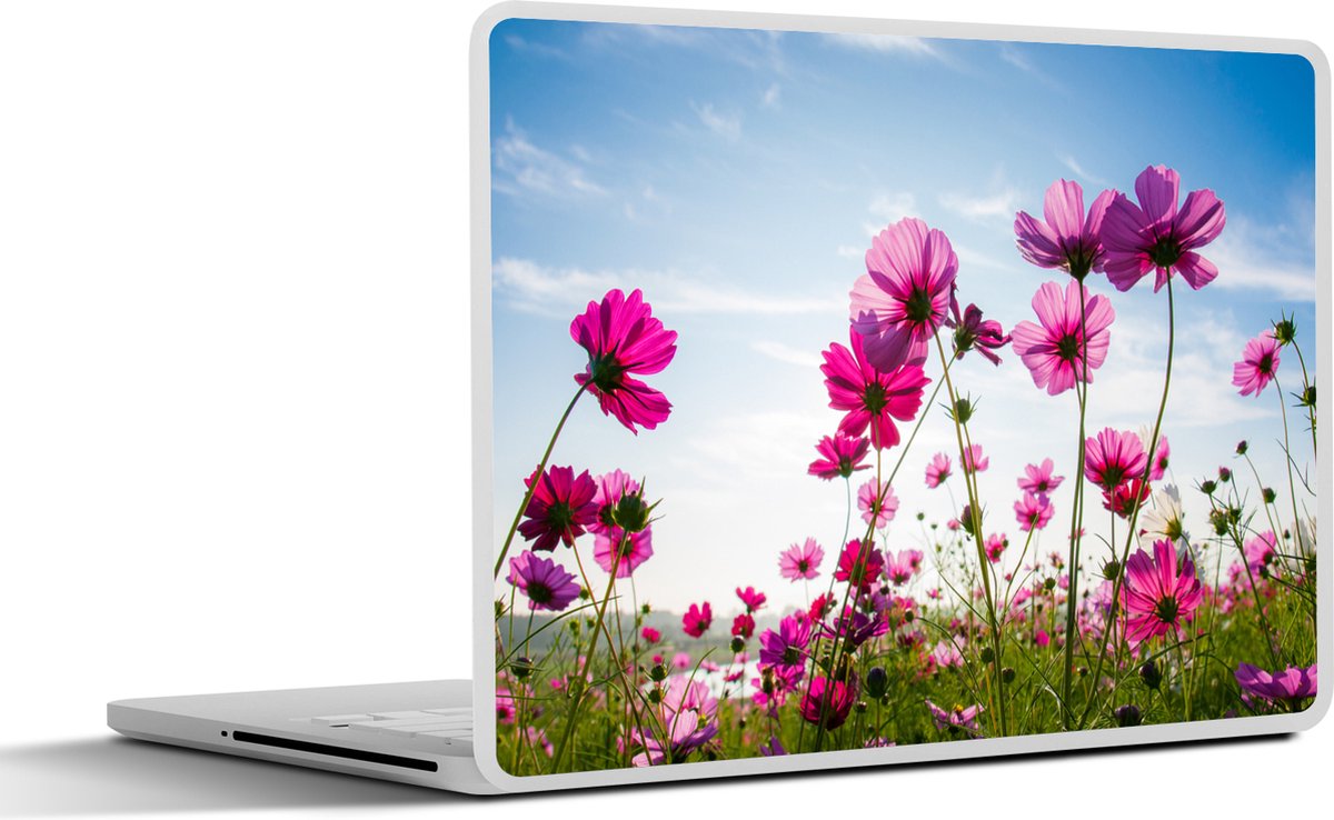 Laptop sticker - 13.3 inch - Bloemen - Roze - Cosmea - 31x22,5cm - Laptopstickers - Laptop skin - Cover