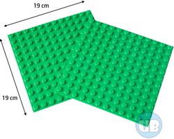 Uniblocks | Bouwplaat donkergroen - 19 x 19 cm - 2 stuks | 2 stuks | Bouwplaat geschikt voor Duplo |wegen | stad | city | wegplaat | auto’s | combineer met DUPLO wegenplaten | bouwplaten