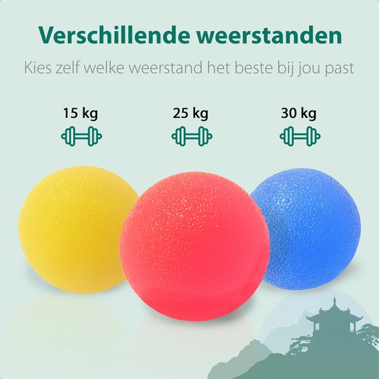 WeRelieff Stressbal voor Hand - Set van 3 Ronde Stressballen voor Kinderen & Volwassenen - Hand Trainer in Rood Geel Blauw