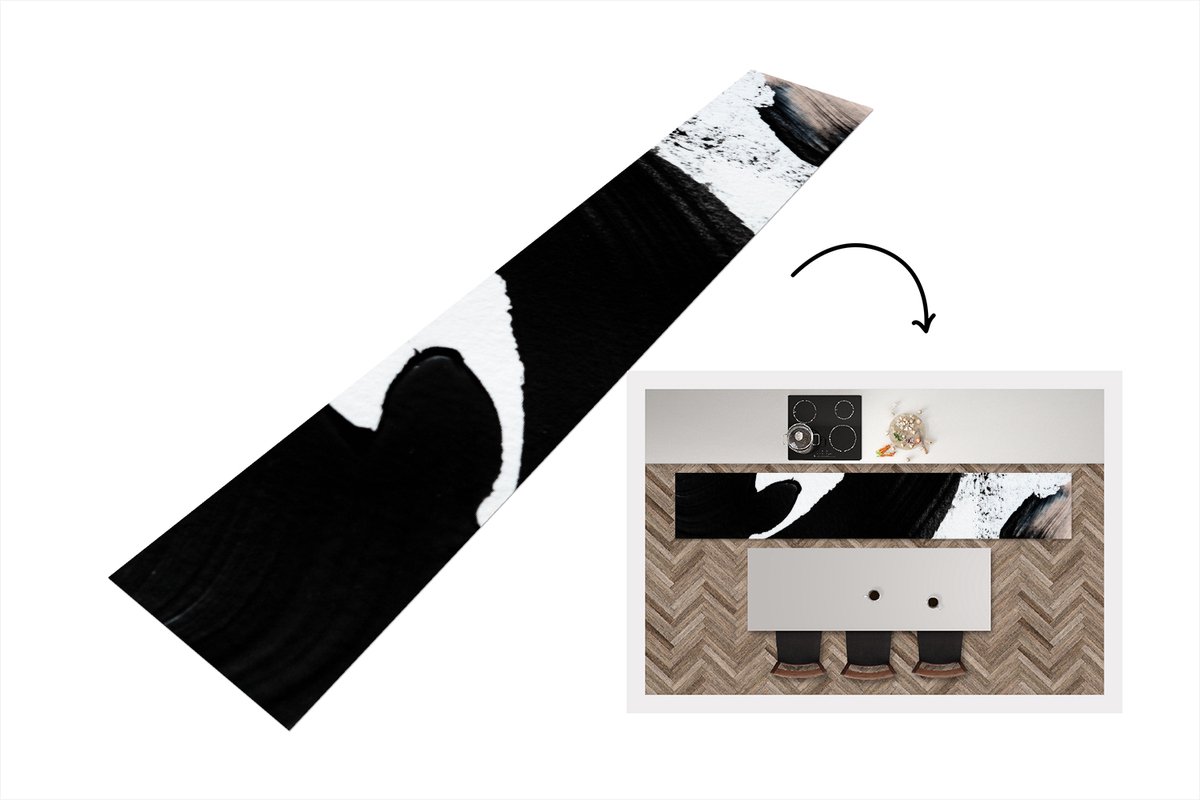 KitchenYeah Keukenloper - Loper keuken - Zwart - Abstract - Design - Keukenloper vinyl, foto 2