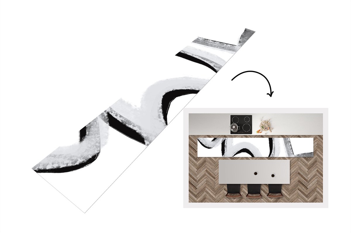 KitchenYeah Keukenloper - Loper keuken - Lijn - Minimalisme - Design - 360x60 cm - Keukenloper vinyl Multicolor