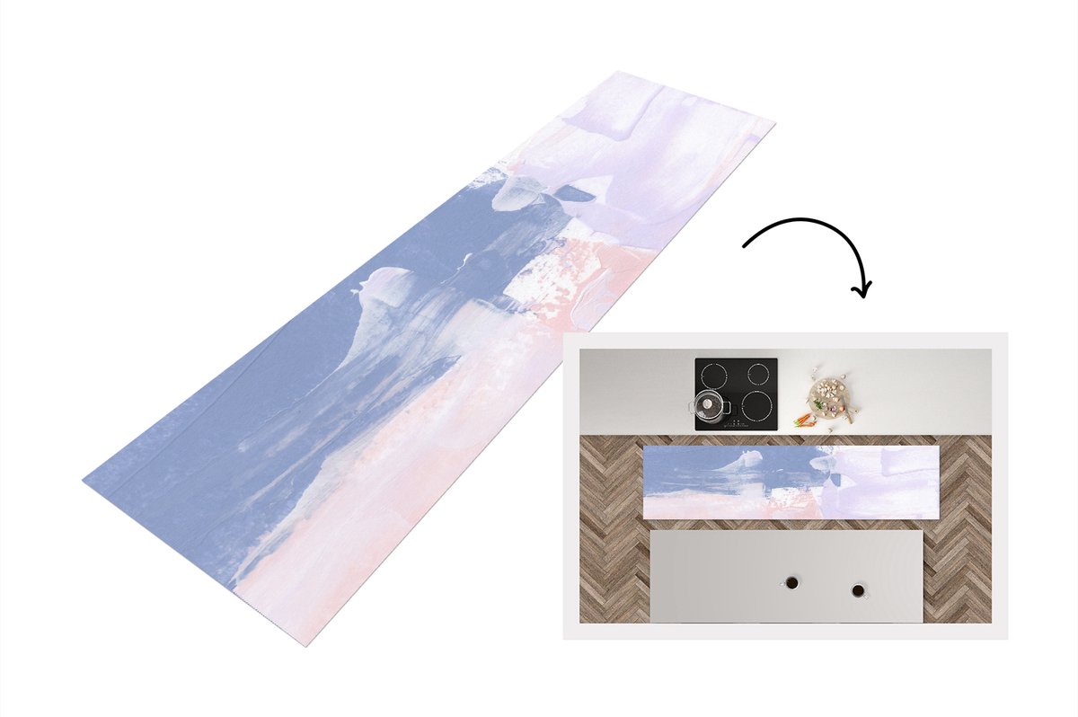 KitchenYeah Keukenloper - Loper keuken - Pastel - Design - Verf - 200x50 cm - Keukenloper vinyl Multicolor