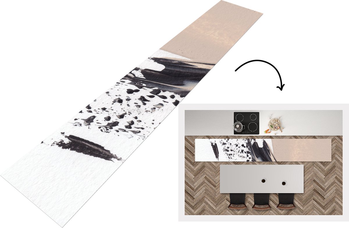 Keukenloper - Loper keuken - Verf - Design - Abstract - 360x60 cm - Keukenloper vinyl