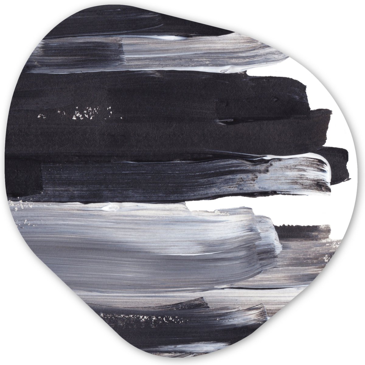 Organische wanddecoratie 40x40 cm - Organisch schilderij Verf - Zwart - Design - Muurdecoratie woonkamer - Kamer decoratie - Schilderijen - Muurcirkel aesthetic