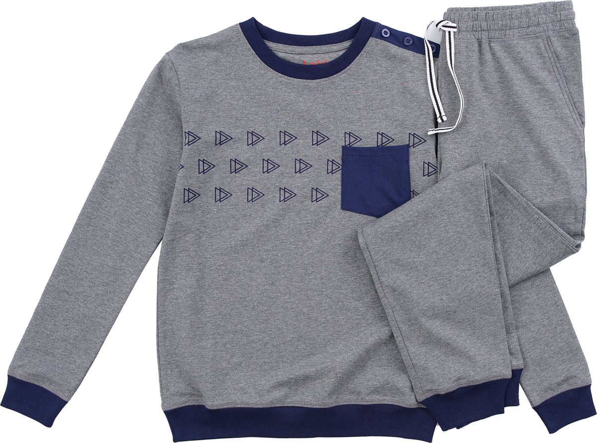 La-V pyjama sets jersey voor jongens met 3D playbutton print Grijs 164-170