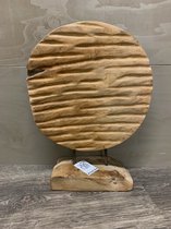 Teakhouten cirkel op voet naturel diameter ±30cm