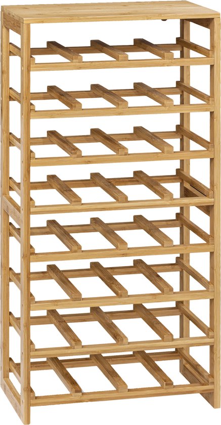5Five Wijnrek/flessenrek - 8 lagen - bamboe hout - 32 flessen