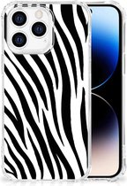 Hoesje Geschikt voor iPhone 14 Pro GSM Hoesje met doorzichtige rand Zebra