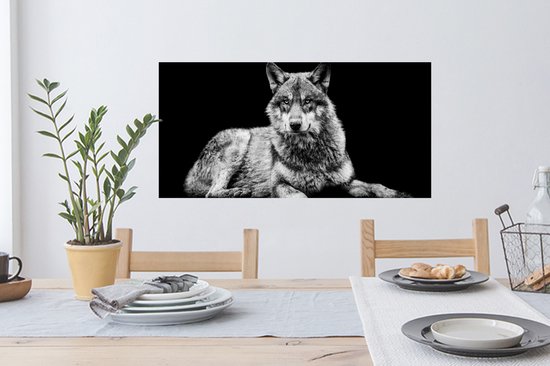 Stickers Stickers muraux - Animaux sauvages - Loup - Zwart - Wit - 80x40 cm - Feuille adhésive
