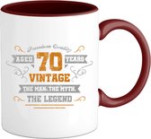 70 Jaar vintage legend - Verjaardag cadeau - Kado tip - Mok - Burgundy