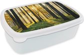 Broodtrommel Wit - Lunchbox - Brooddoos - Bos - Zon - Bomen - Gras - Landschap - Natuur - 18x12x6 cm - Volwassenen